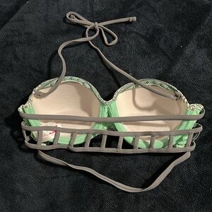 Breaking Waves Bikini Top with Removable Strap - Aqua, Gray, & White